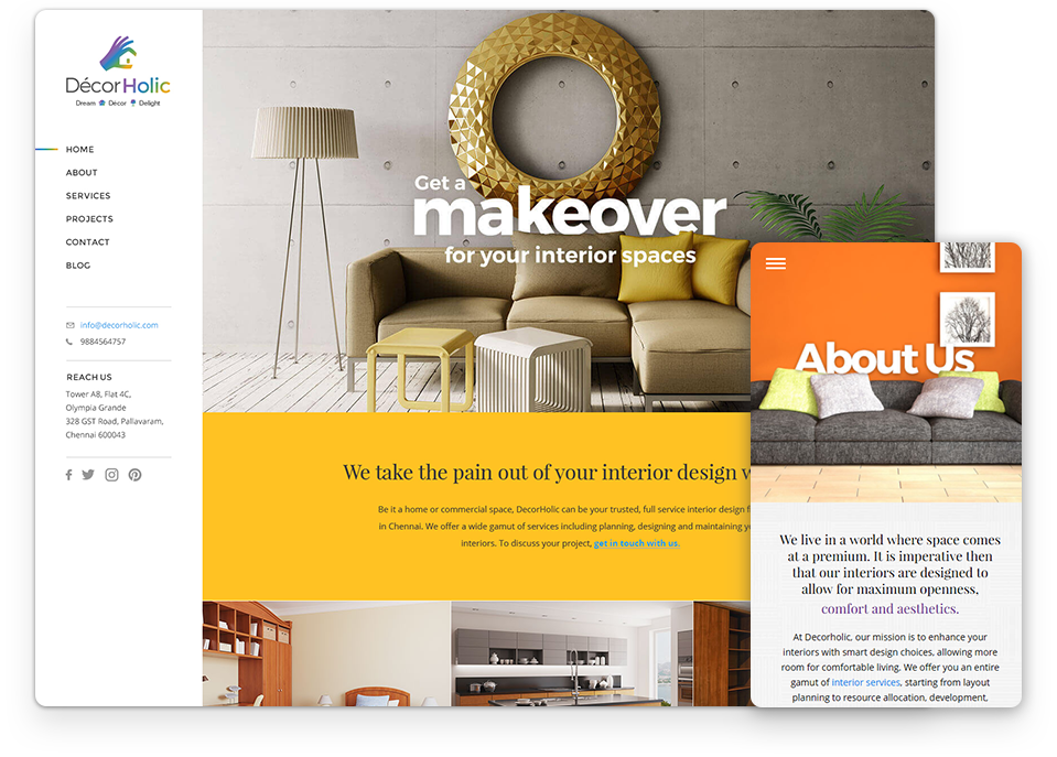 Decorholic website design