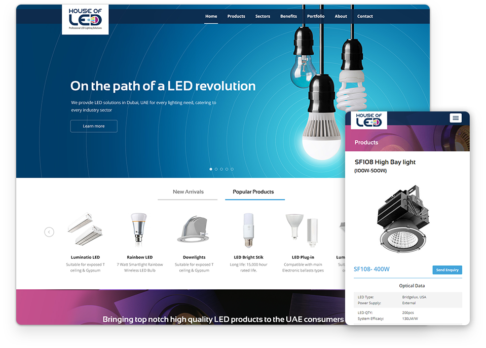 House of LED website design